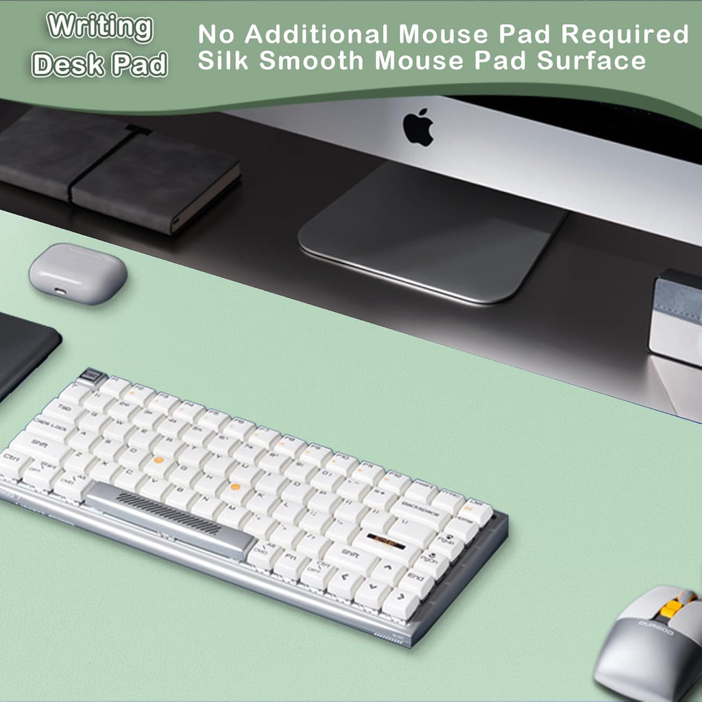 Leather Desk Mat,Desk Pad,Desktop Mat,Waterproof Desk Mat for Desktop, Desk Mat for Keyboard and Mouse,Leather Mouse Pad Protector for Office and Home,30"X 14"(M-Green)