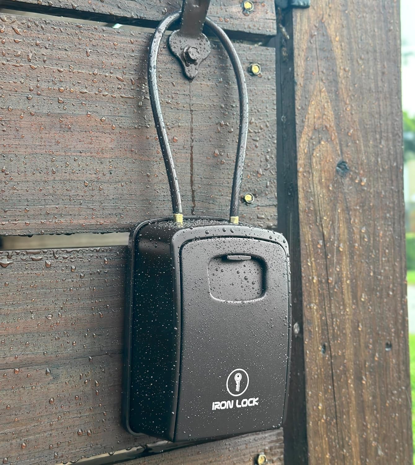 ® XXL Key Lock Box Portable and Wall Mounted with Removable Cable Shackle Waterproof Indoor Outdoor 4 Digit Combination with Resettable Code with a B Switch Extra Large Key Lockbox Outside