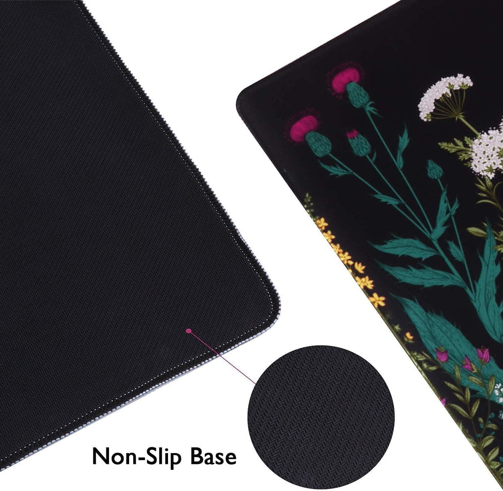 Extended Gaming Mouse Pad (35.4X15.7 In), Large Stable Rubber Base Mousepad with Stitched Edges, Keyboard Mouse Mat Desk Pad for Work, Game, Office, Home - Weeds